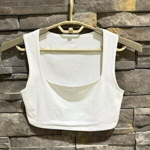 Wild Fable Woman’s White Square neck Sleeveless Crop Tank Sz M Y2K Girly Fitness